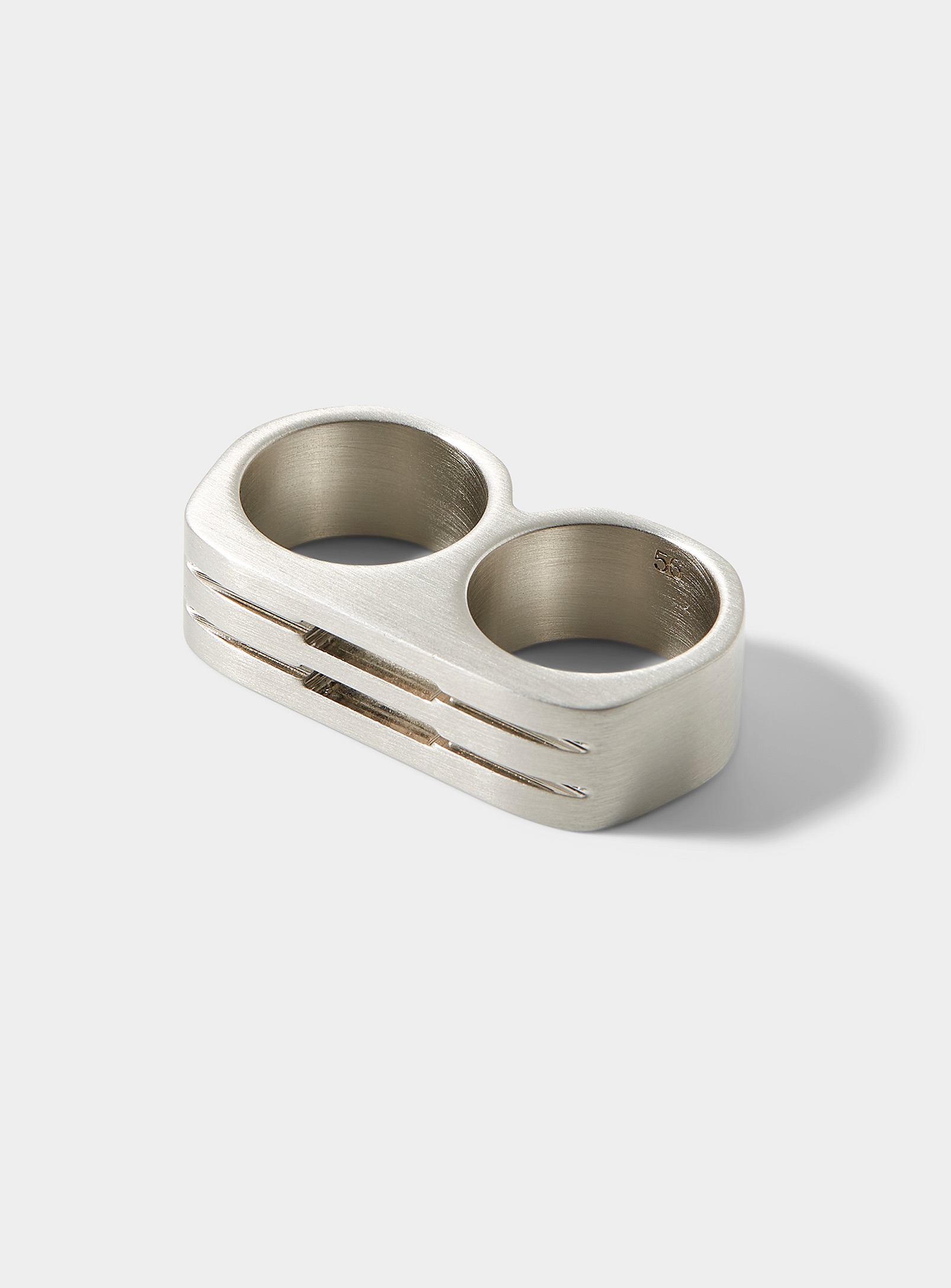 Rick Owens Grills Double Ring In Silver
