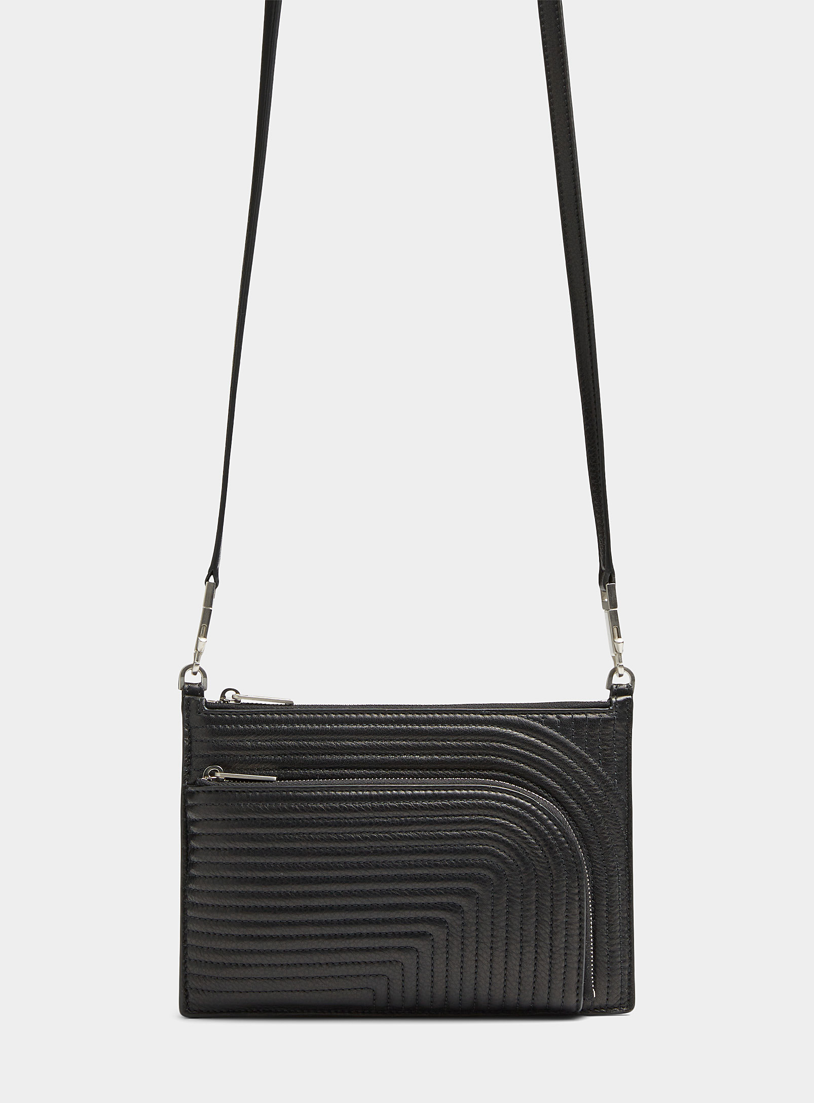 Rick Owens Ribbed Leather Club Pouch In Black