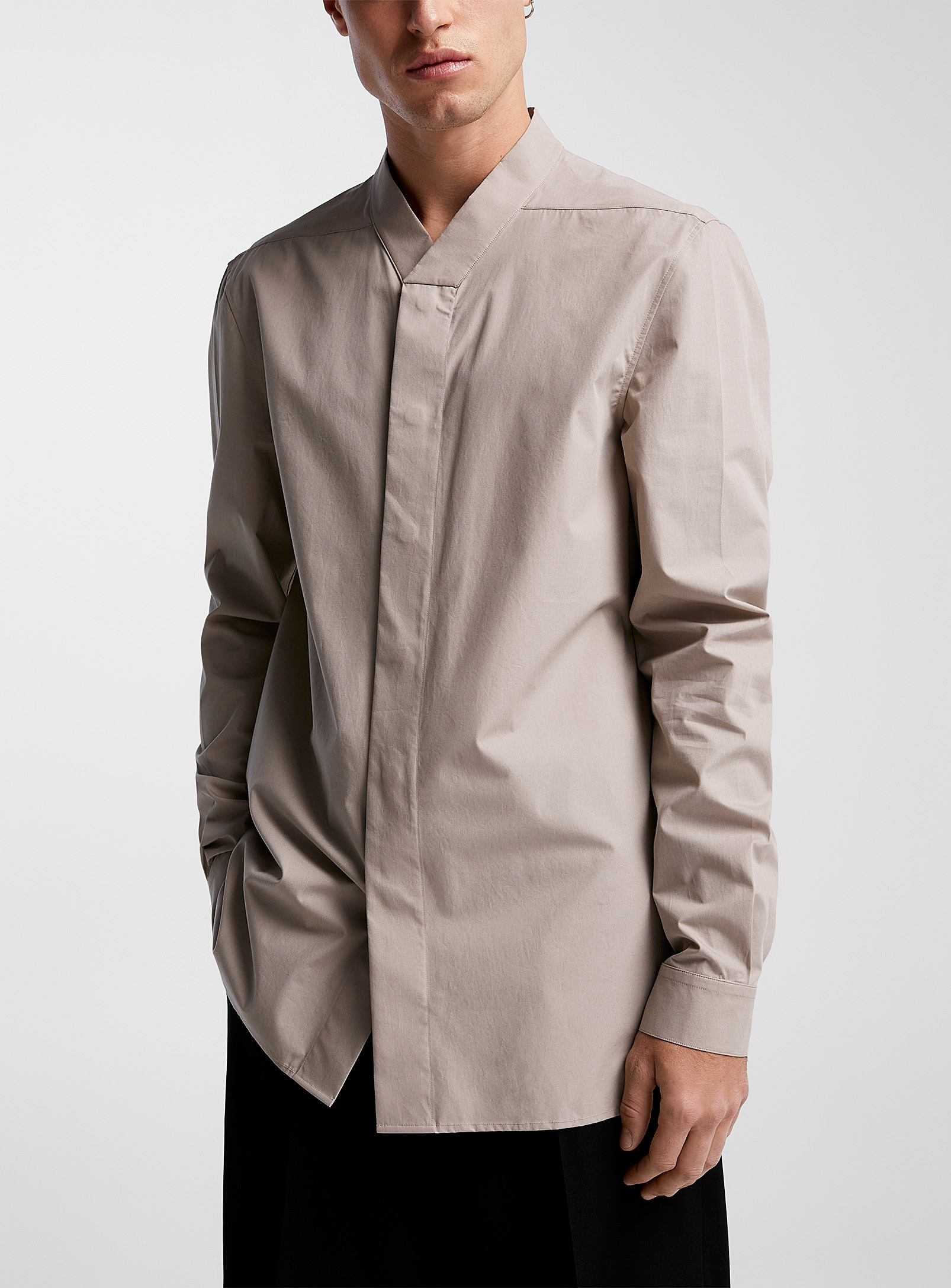 Shop Rick Owens Faun Brushed Cotton Shirt In Grey