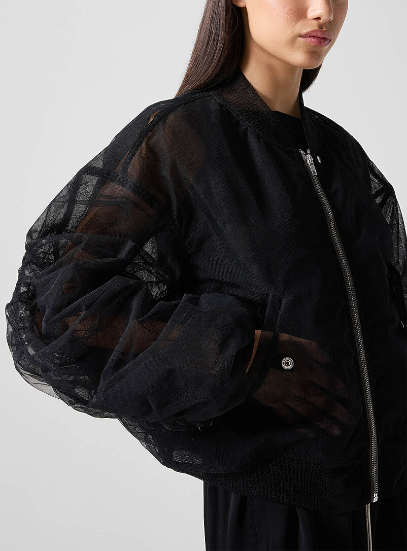 Gathered balloon sleeves tulle bomber jacket product image 2