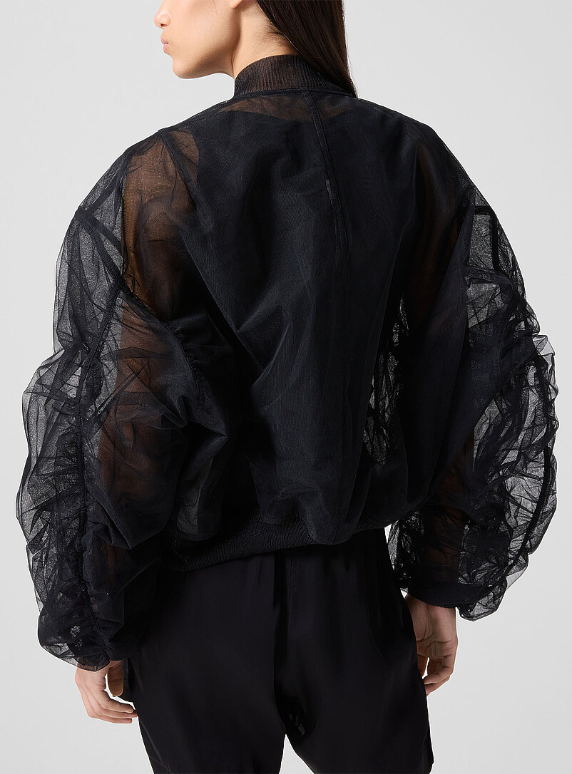Gathered balloon sleeves tulle bomber jacket product image 3