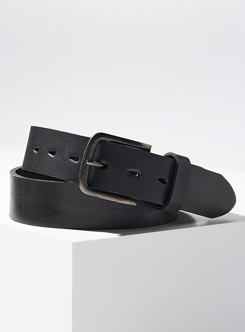 Naked & Famous Denim Black Thick leather belt for men