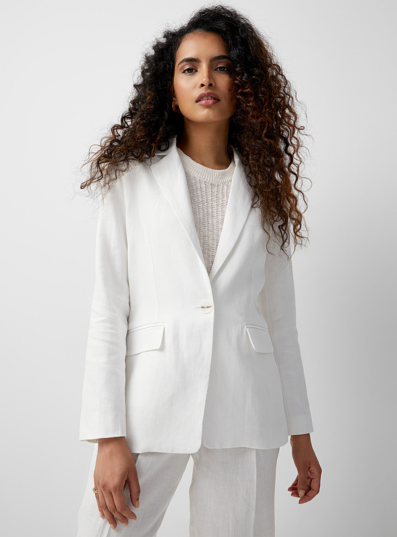 white single button blazer