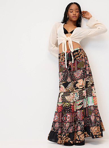 Colourful paisley pattern peasant skirt