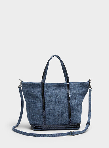 Vanessa Bruno Black Sequined denim-effect small bag for women
