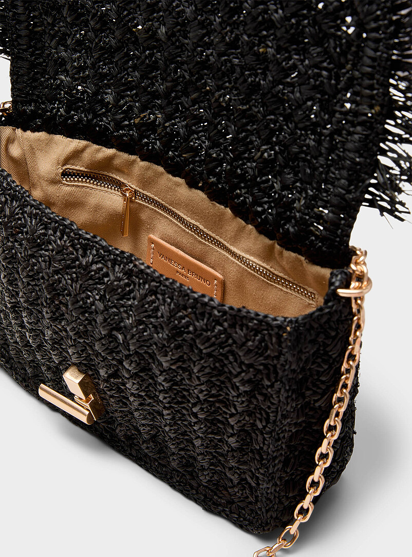 Vanessa Bruno Black Moon crocheted raffia evening bag for women