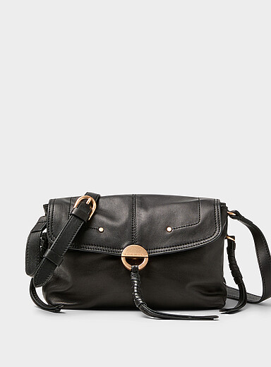 Ebony supple leather crossbody bag