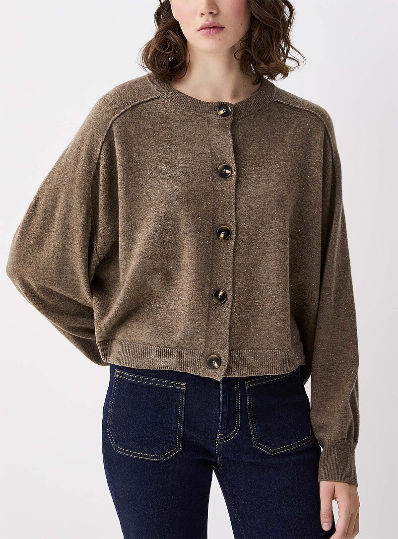 Cardigan En Laine Mérinos Bicolore Pour Femme - Tricot Cachemire Torsadé Ample - Confort Et Élégance - 12