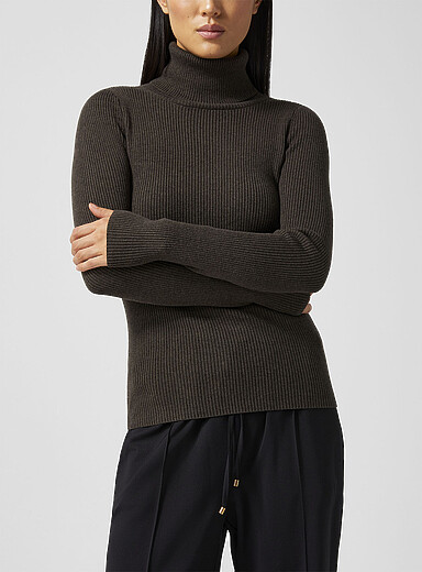 Vanessa Bruno: Le chandail col roul&eacute; tricot c&ocirc;tel&eacute; Fontenille Kaki - Sauge - Olive pour femme