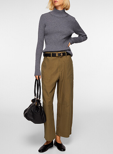 Vanessa Bruno Grey Hinda ribbed mock-neck sweater for women