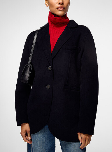 Vanessa Bruno Navy/Midnight Blue Marc wool felt overcoat for women