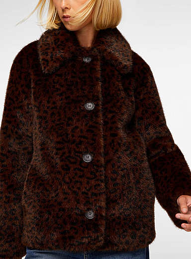 Vanessa Bruno Chocolate/Espresso Heagle leopard print faux-fur coat for women