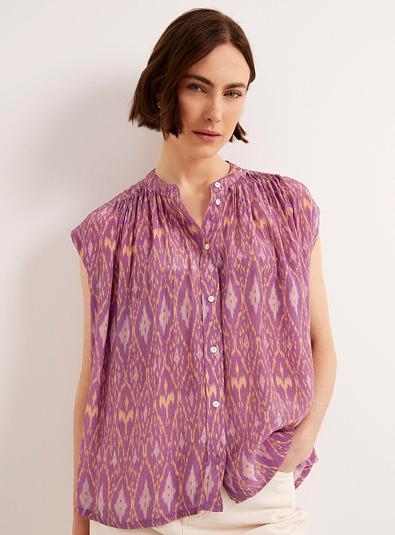 Vanessa Bruno Lilacs Clio lilac mosaic flowy blouse for women