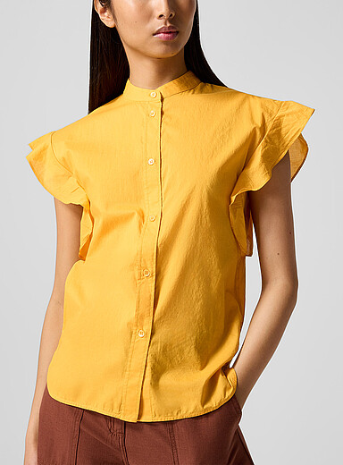 Vanessa Bruno: La blouse Gifty &agrave; manches volants Jaune citron - Canari pour femme