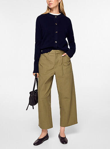 Vanessa Bruno: Le pantalon cargo ballon raccourci Vert fonc&eacute; - Mousse pour femme