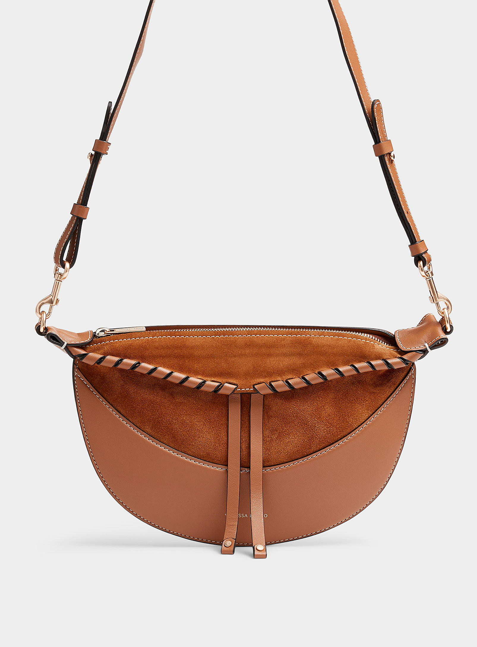 Vanessa Bruno Lou Leather And Suede Belt Bag In Fawn