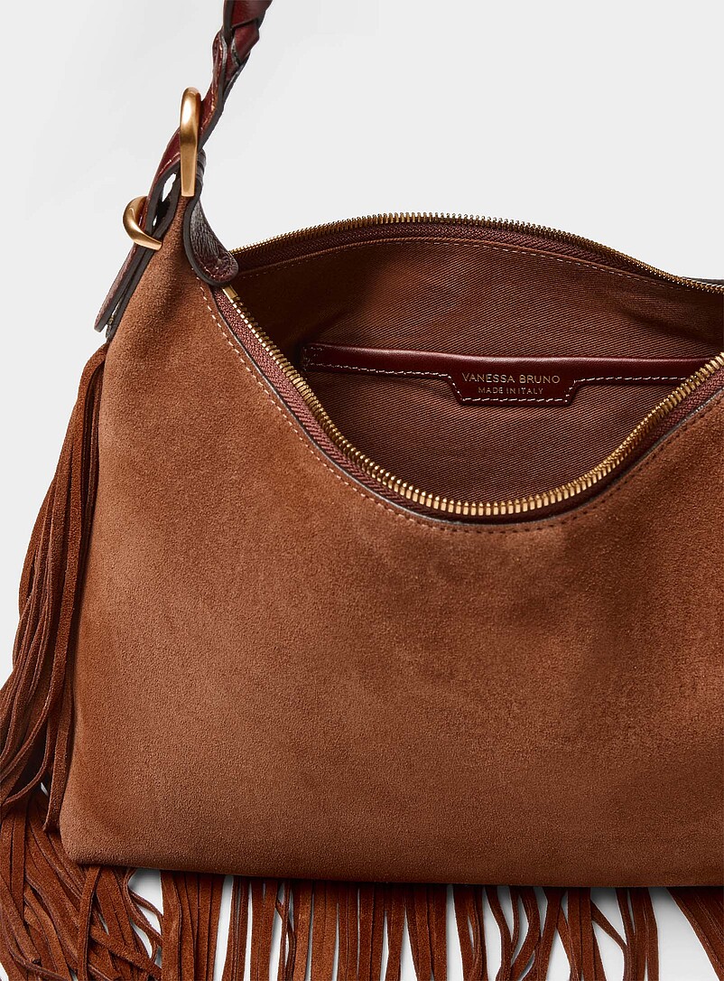 Jess cognac fringed suede shoulder bag product image 3