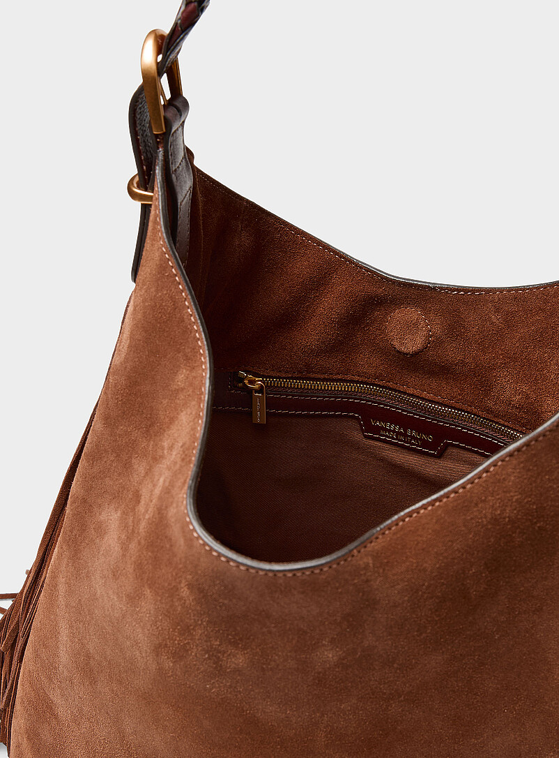 Jess cognac fringed suede hobo bag product image 3