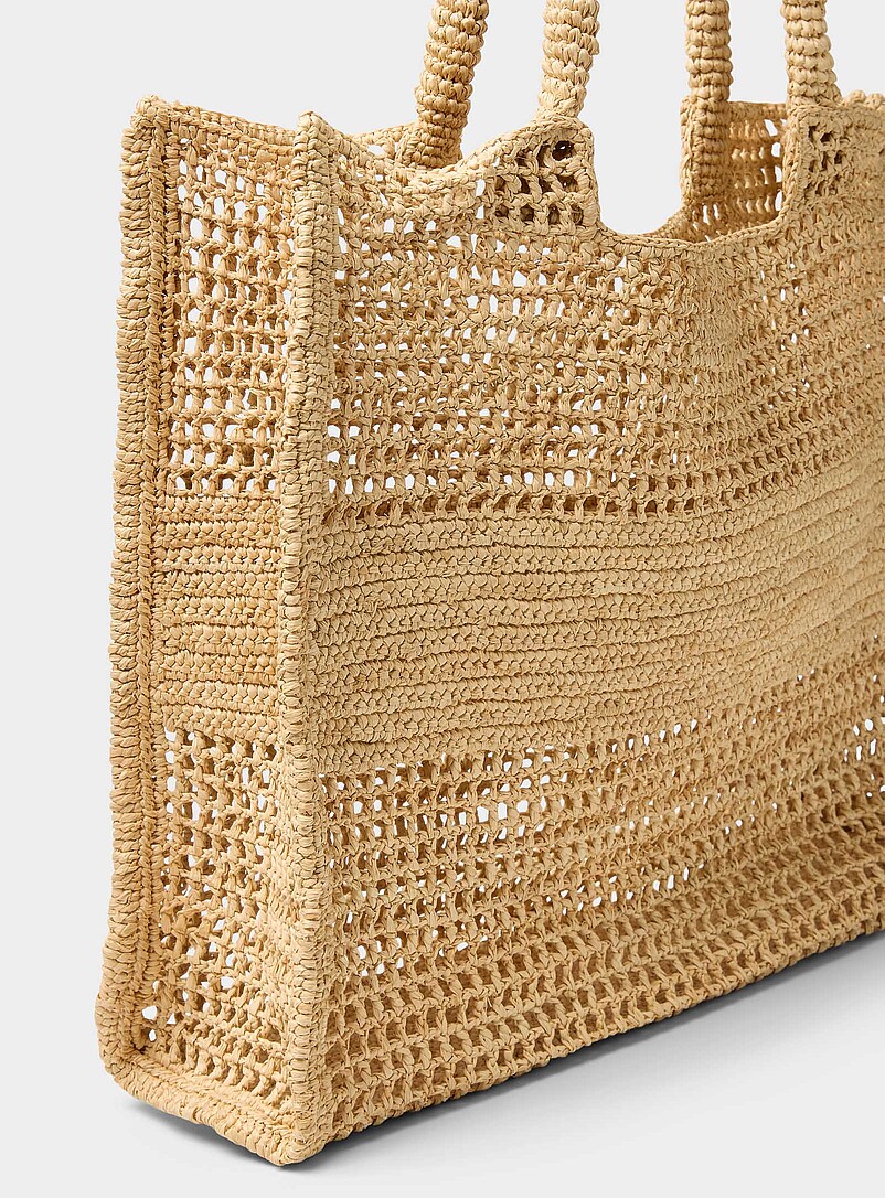 Openwork braided raffia tote product image 2