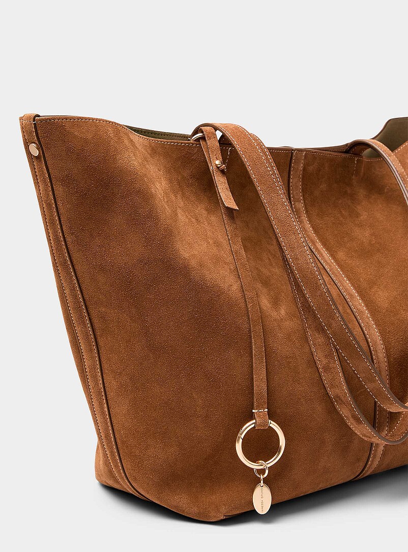Supple caramel suede XL tote bag product image 2