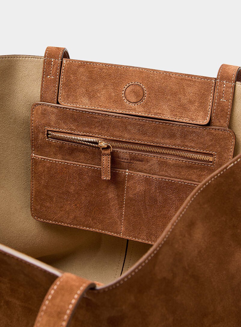 Supple caramel suede XL tote bag product image 3