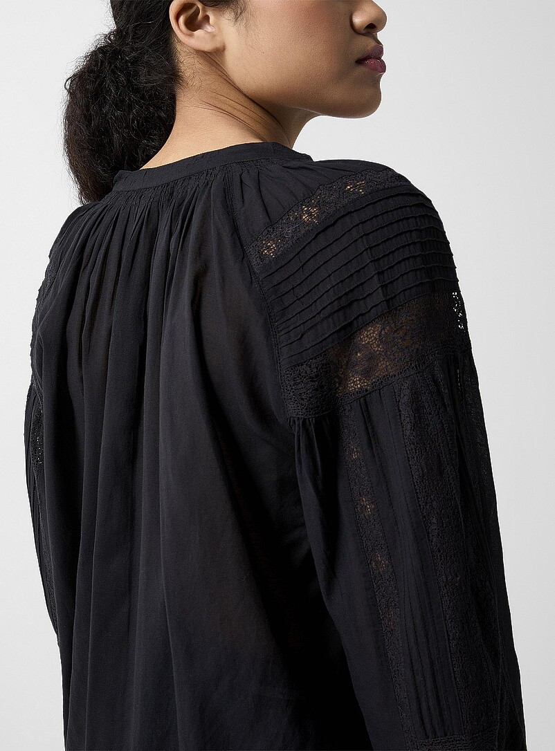 Openwork lace black blouse product image 2