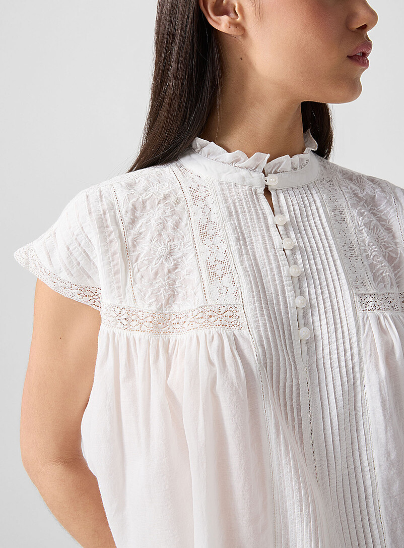 Ganu button-loop fastening embroidered cotton blouse product image 2