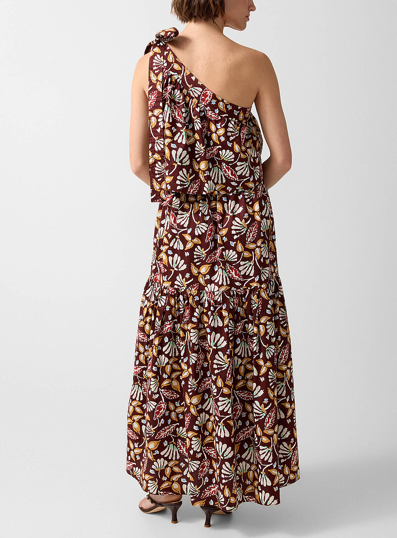 Botanical shapes tiered one-shoulder maxi dress product image 3