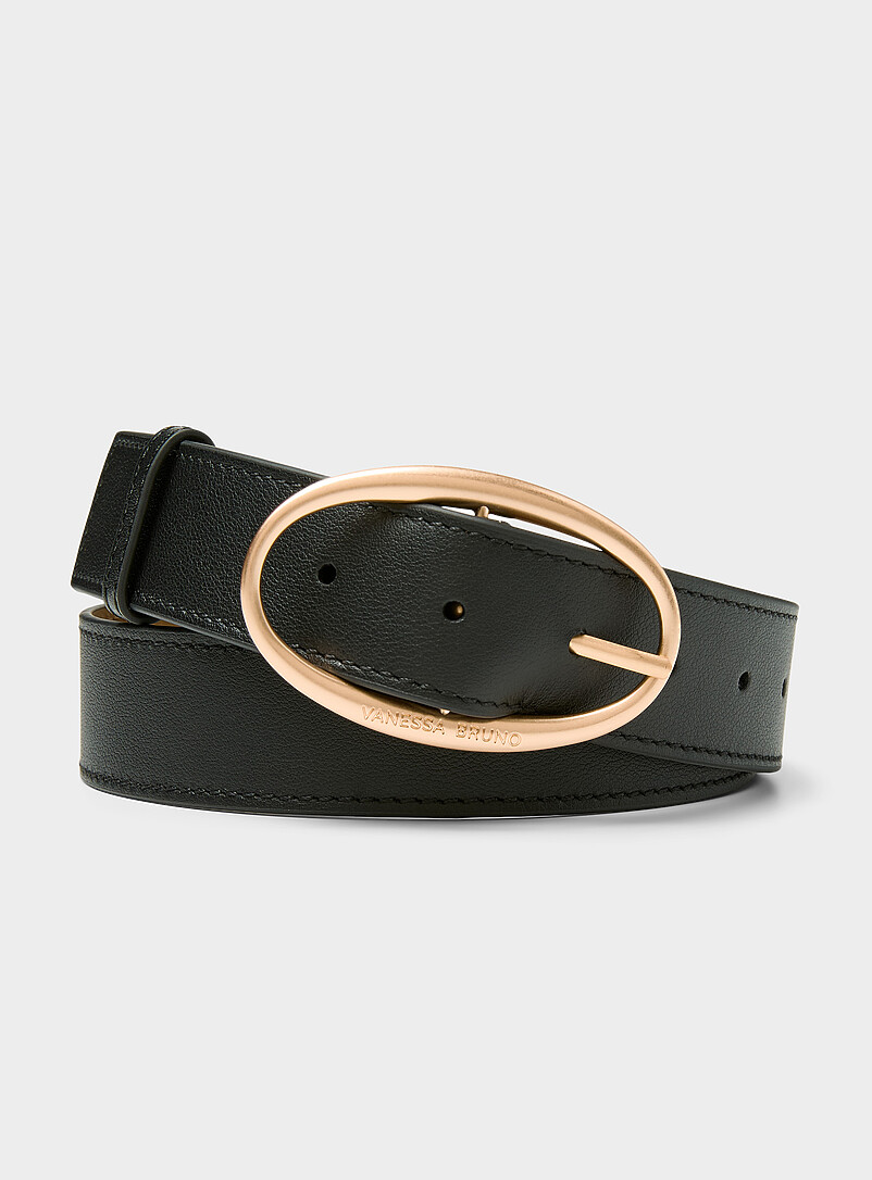 Brushed Copper Oval Buckle Leather Belt