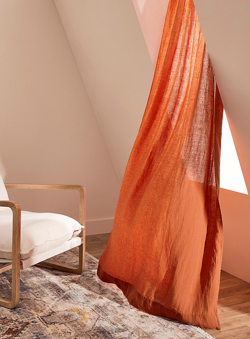 Simons Maison: Le rideau pur lin orange 135 x 245 cm Cuivre rouille