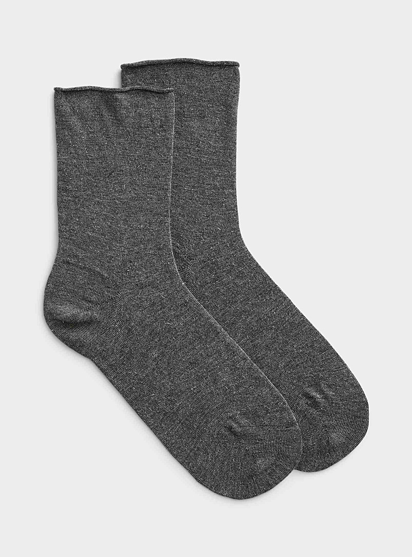 Simons Grey Metallic confetti sock for women