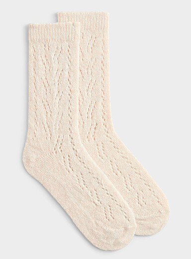 Alpaca-blend openwork socks <b>Exclusive collection from Italy</b>