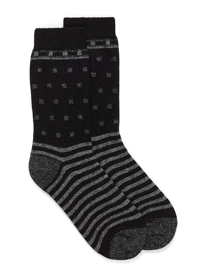 Simons Black Dot and stripe shimmery socks for women