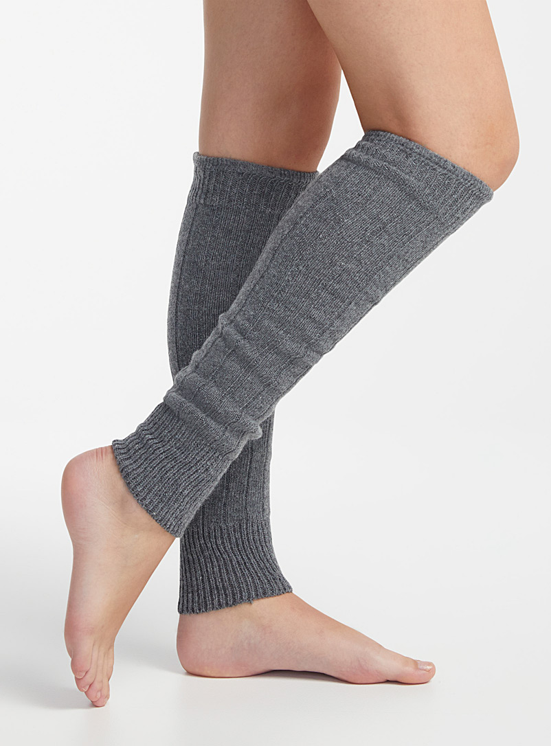Simons Grey Wool and cashmere solid legwarmers for women