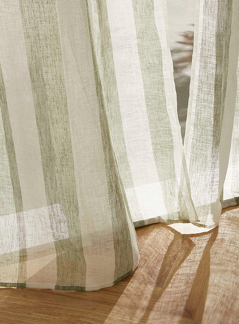 Simons Maison Bottle Green Parasol-stripe sheer curtain 140 x 220 cm