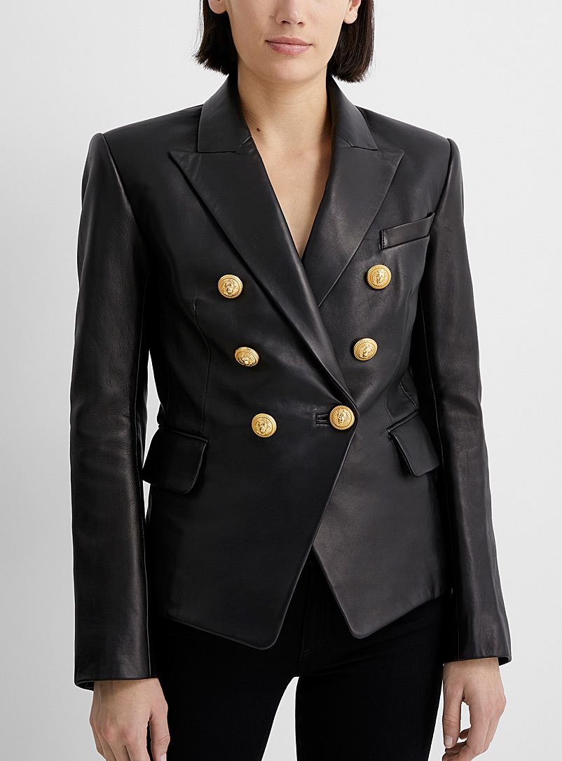Balmain Black Iconic lambskin jacket for women