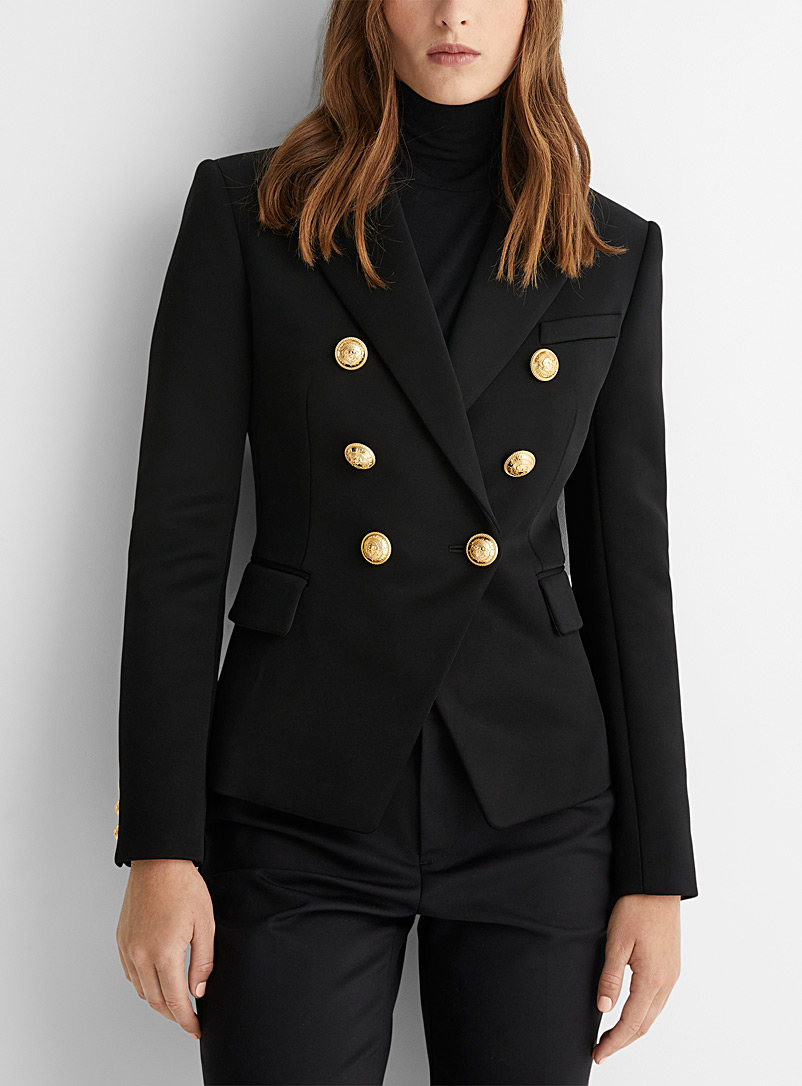 Balmain Black Iconic crisscross buttons blazer for women