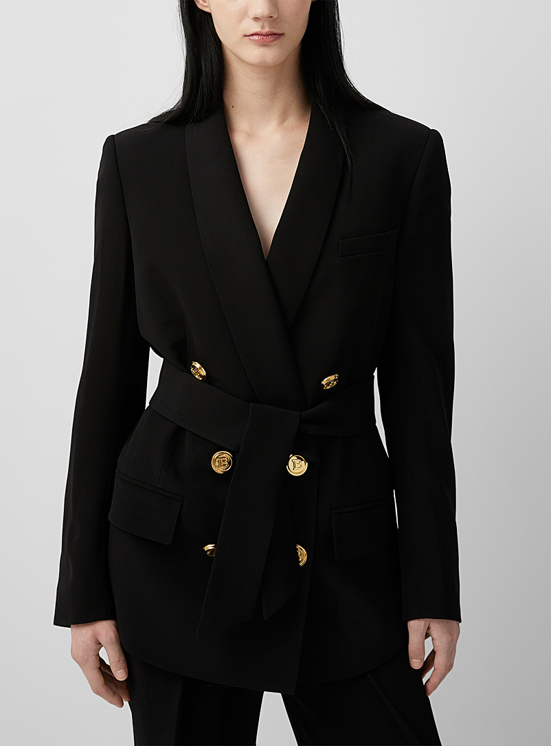 Balmain Black Crepe double-breasted blazer for women