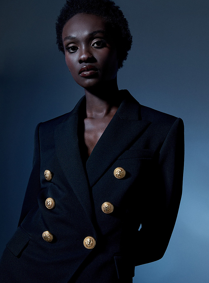 Balmain Black Iconic double-breasted blazer for women