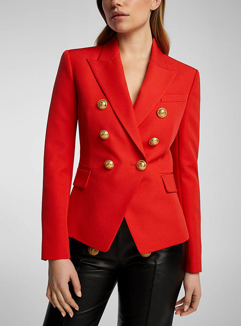 Balmain Bright Red Red iconic double-breasted blazer for women