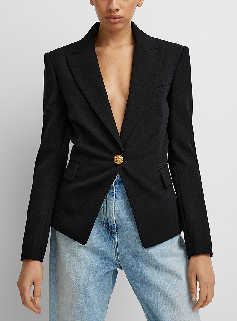 Balmain Black Single-button fitted blazer for women