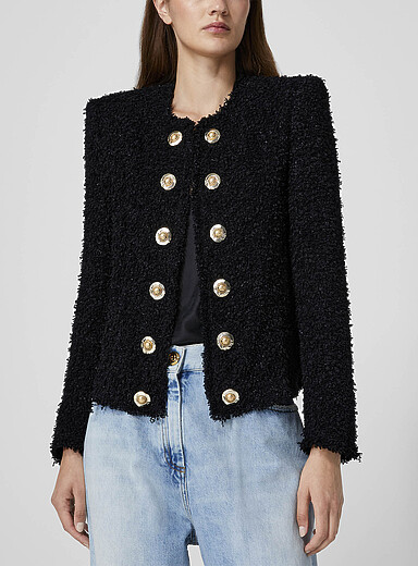 Double-Breasted Textured Blazer