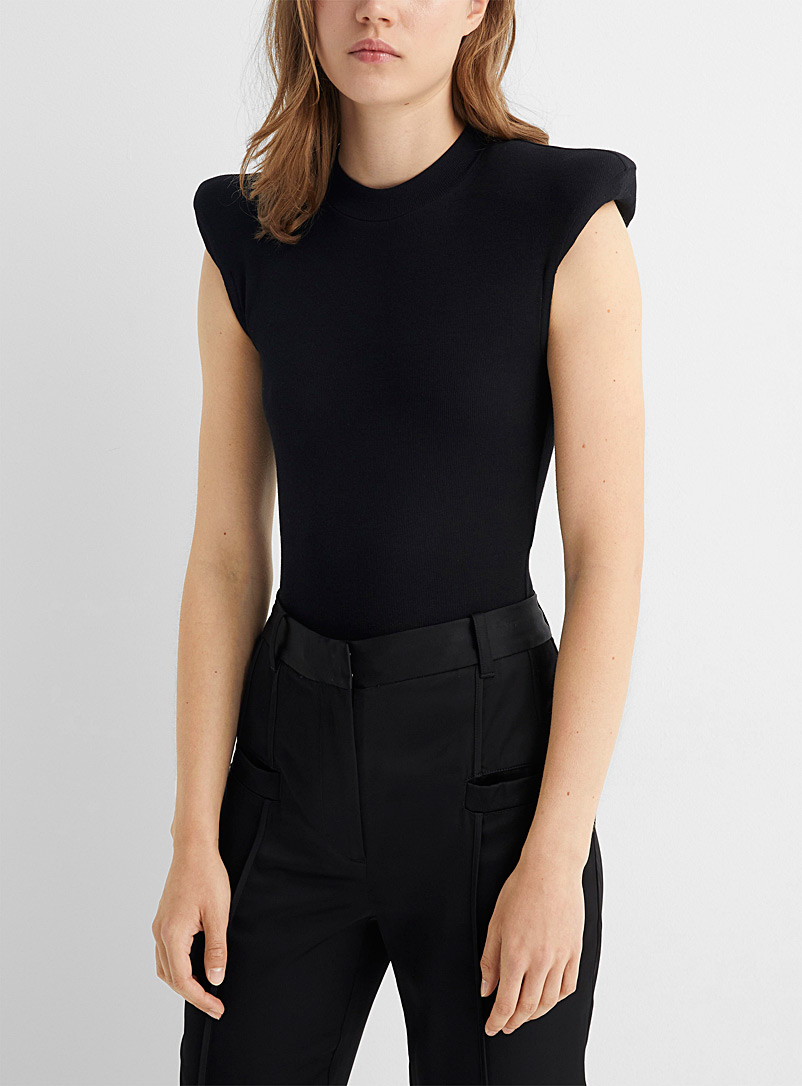 Balmain Black Structured shoulder bodysuit for women