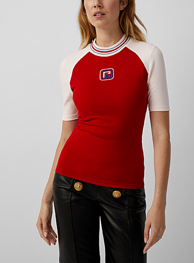 Balmain Patterned Red Retro lined T-shirt for women
