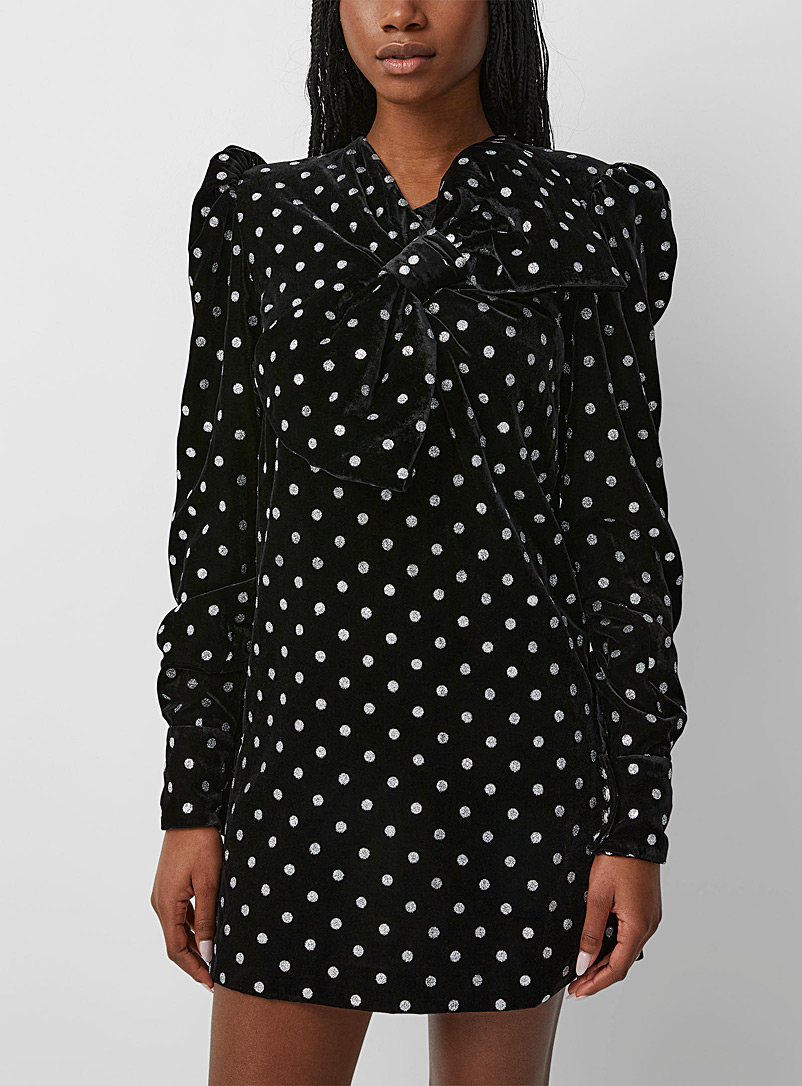 Balmain Patterned Black Bow velvet mini-dress for women