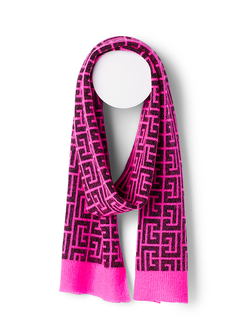Balmain Patterned Black Neon-pink monogram scarf for women