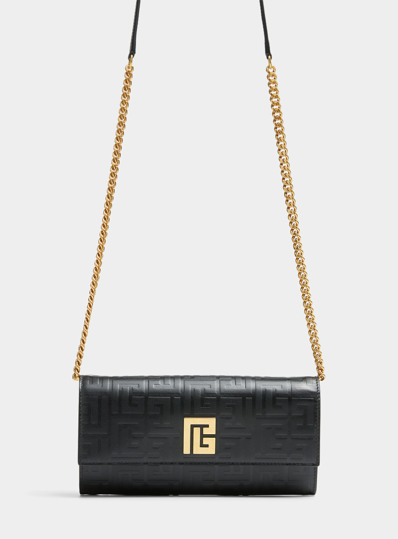 Balmain Black Labyrinth design pouch for women
