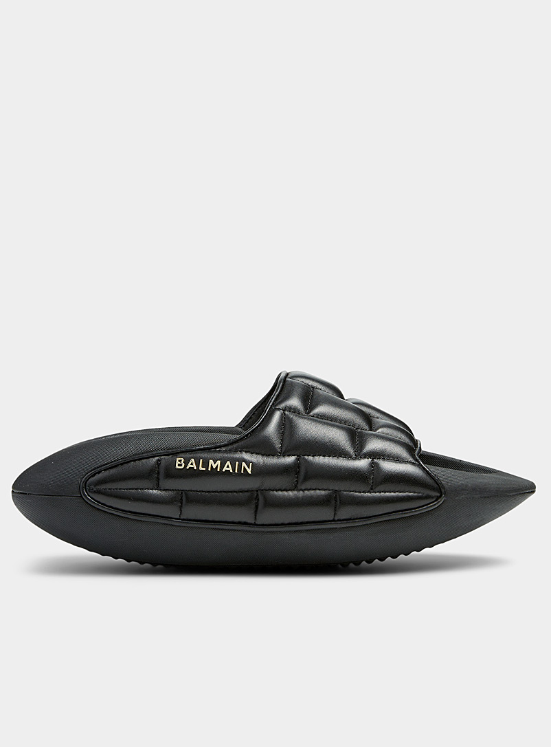 Balmain Black B-IT quilted leather slides Women for women