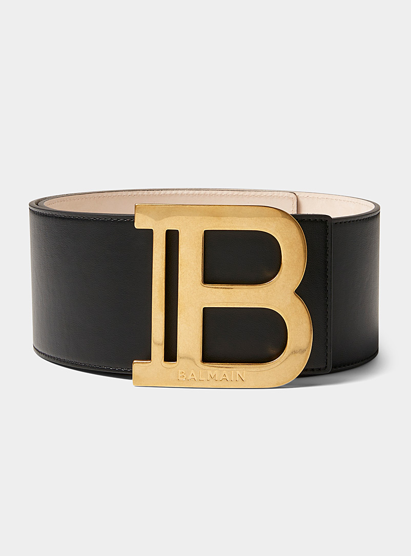 Balmain Black XL golden logo belt for women