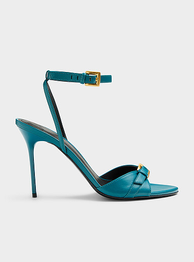 Balmain Teal Anthem teal leather sandals Women for women